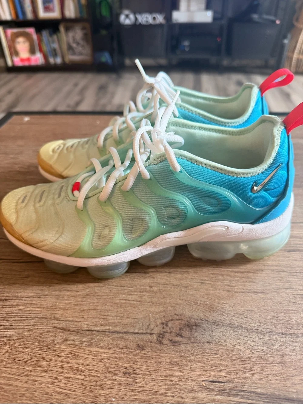 Gradient Aqua Green Athletic Sneakers with White Laces